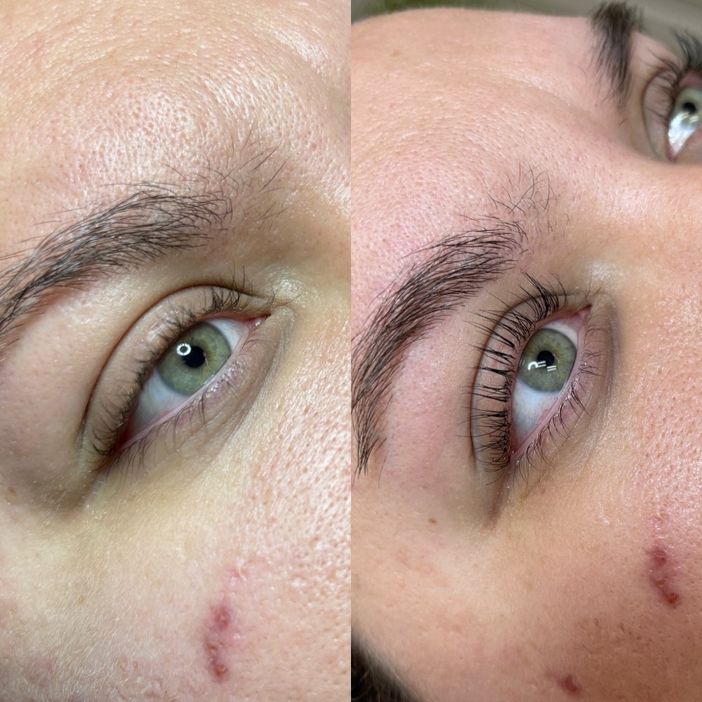 Lash lift and tint Las Vegas: before and after lifted, tinted lashes at Pink Crab Wax Bar