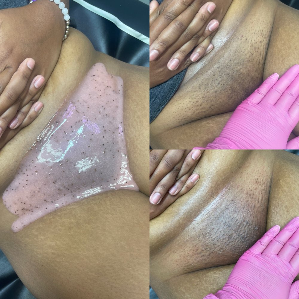 Package of 4 Deluxe Brazilian waxes Las Vegas: jelly mask and smooth after at Pink Crab Wax Bar