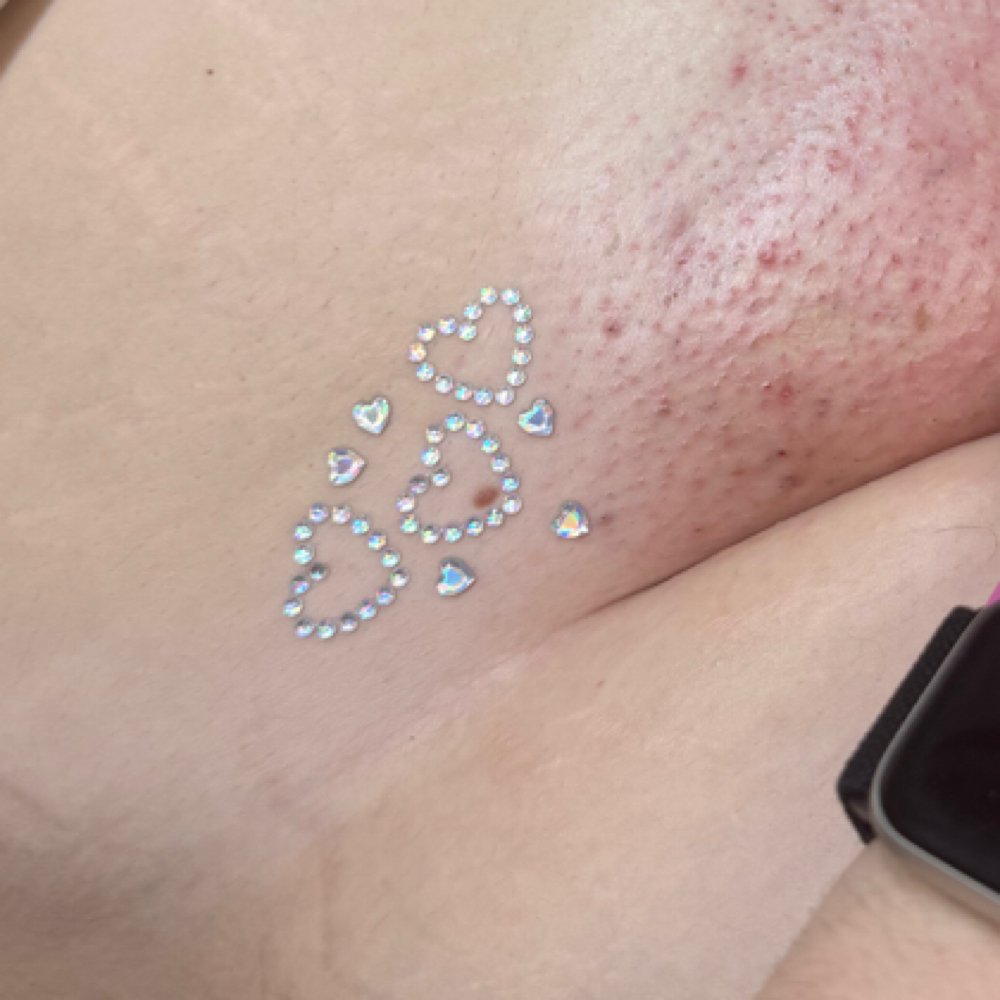 Vajazzle Las Vegas: crystal temporary tattoo applied after a Brazilian wax at Pink Crab Wax Bar